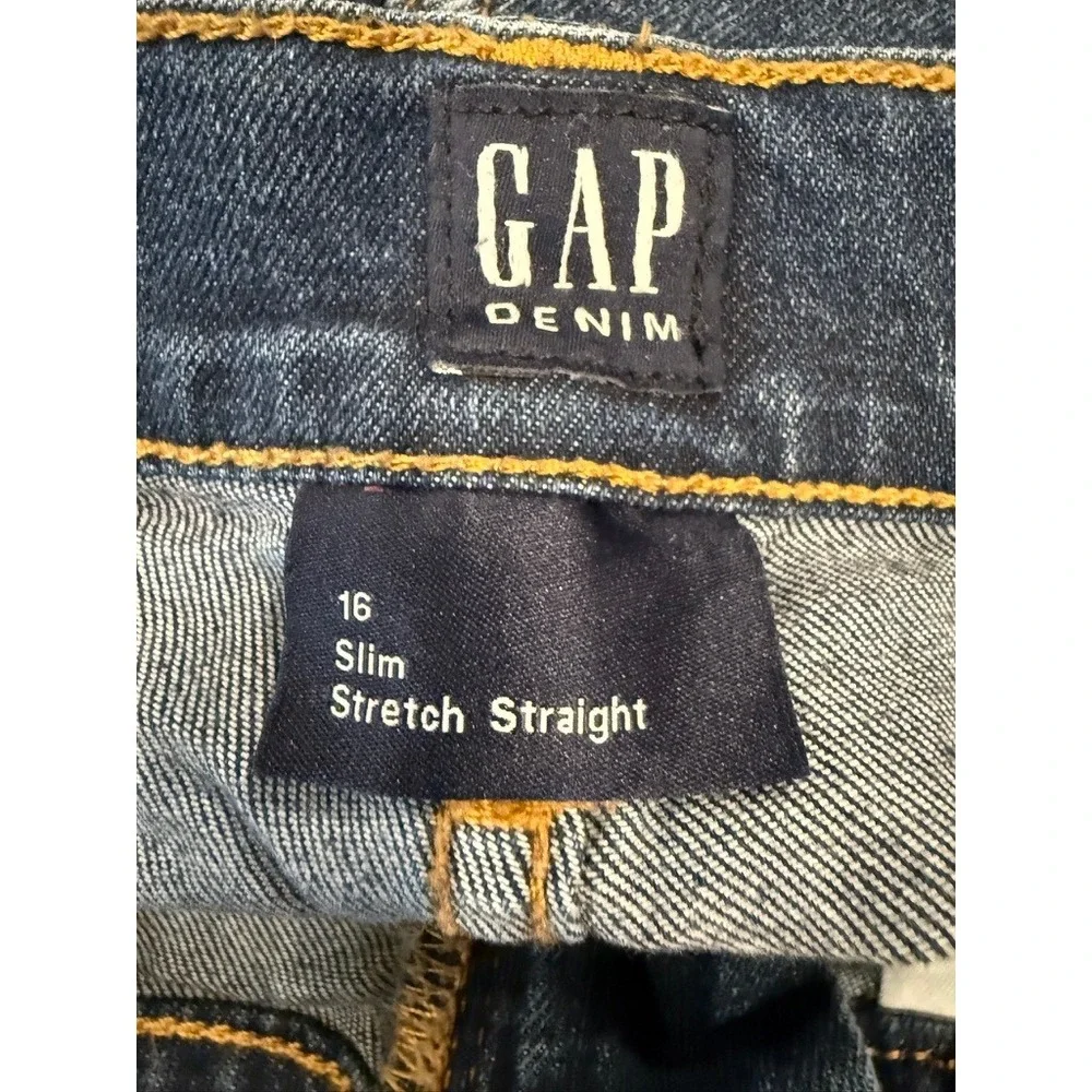Gap Straight Jeans Boys Size 16 Slim Blue‎ Excellent Stretch Denim Pants